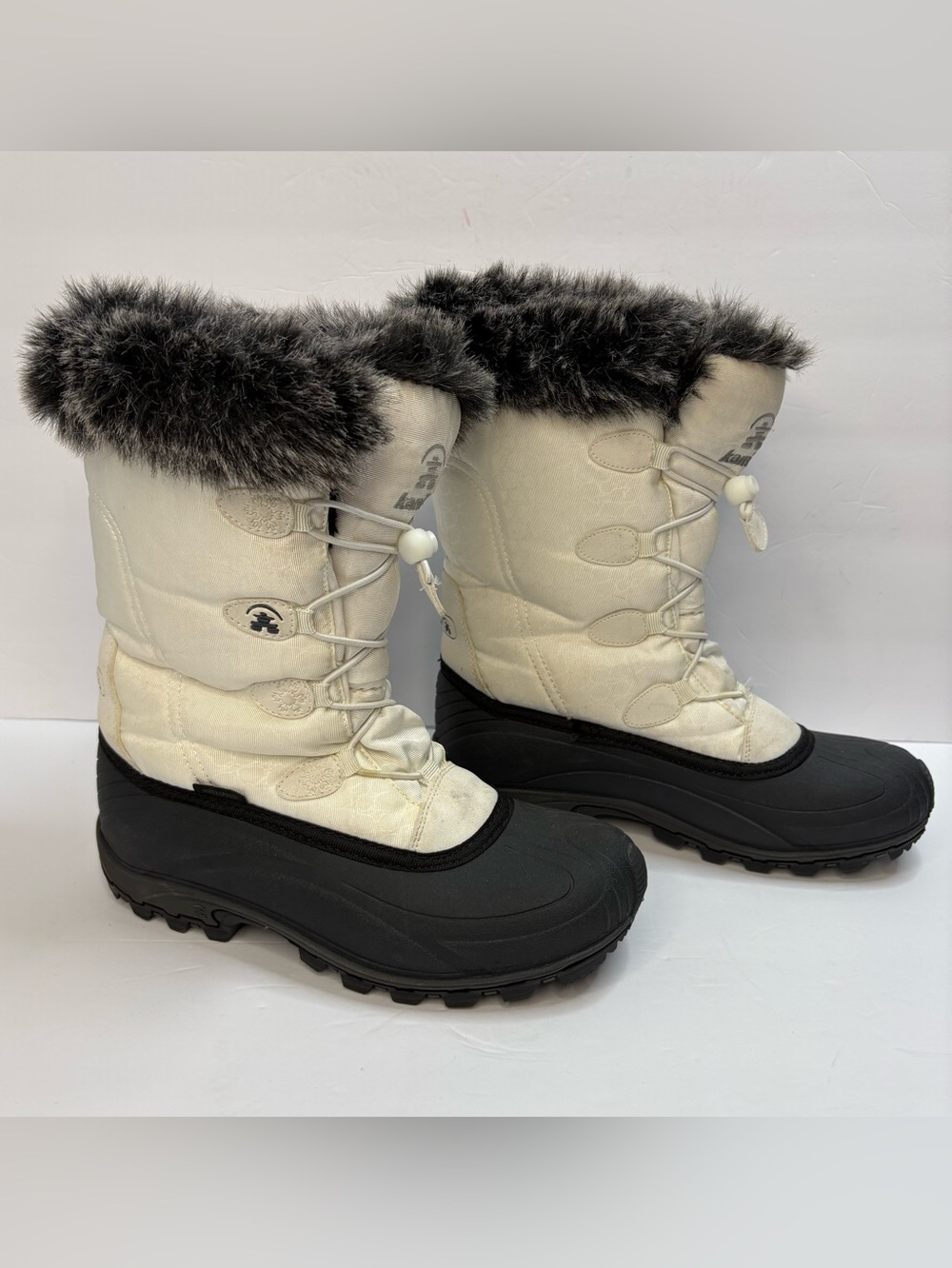 Kamik Momentum Snow Boots Women’s 8 Cream Faux Fur Waterproof Thinsulate Winter